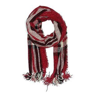 Charter Club Women's Red Chenille Plaid Scarf O/S (MSRP $30)